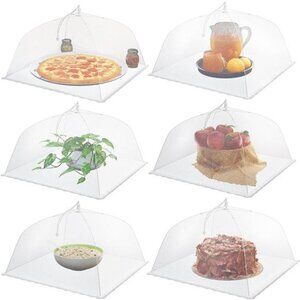 (6 pack) Large and Tall 17x17 Pop-Up Mesh Food Covers Tent Umbrella for